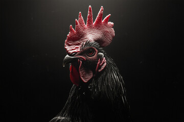Close-up Photograph of a Black Rooster