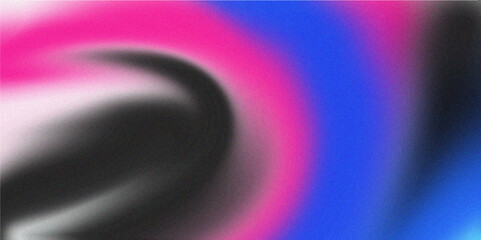 Blurred grainy background with modern abstract soft color gradient noise. Blurred gradient swirl in shades of blue, black and pink, creating a flowing and dynamic sense.
