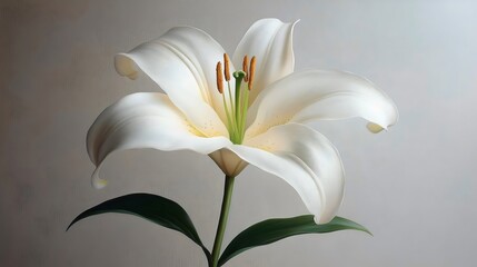 Obraz premium A white flower with a green stem