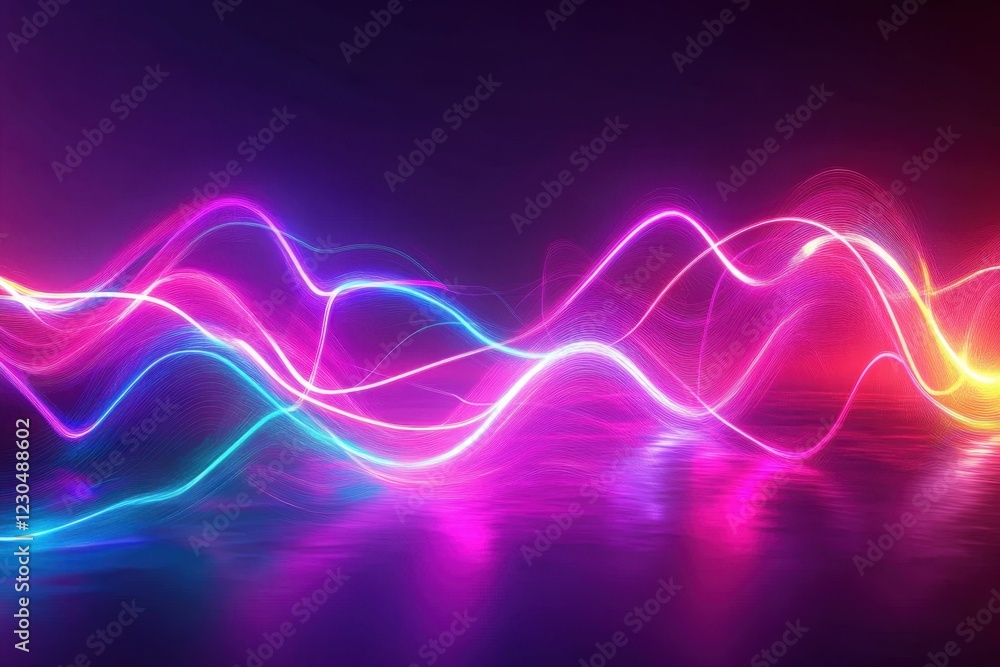 Poster colorful light waves create an abstract display in a dark environment