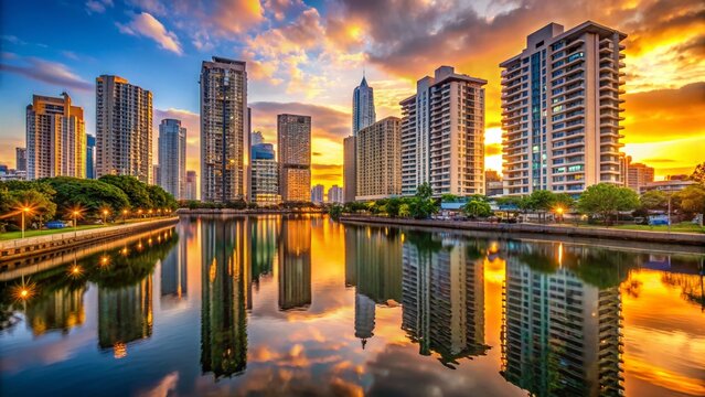 Upscale Makati City Condominiums along Pasig River, Manila, Philippines