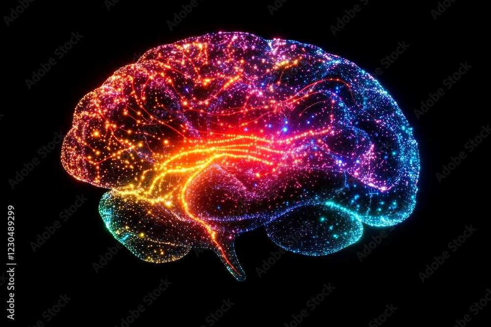 Leinwandbilder colorful neural network representation illustrating brain activity in a digital style using vibrant 