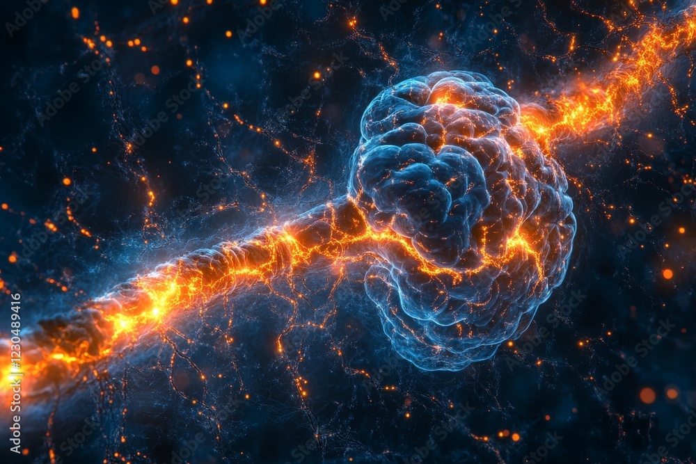 Poster Exploration of cosmic phenomena showcasing vibrant energy flows and neural connections in deep space environment