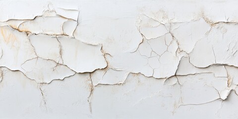 Obraz premium Cracked White Wall Texture with Peeling Paint and Weathered Surface