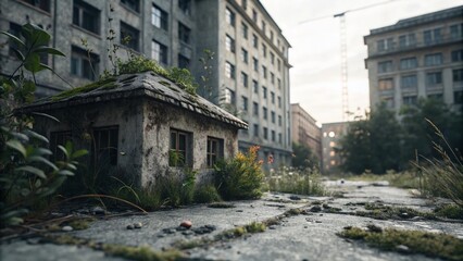 Urban Exploration: Keep Calm amidst Decaying Beauty - Stock Photo