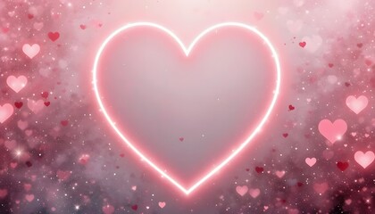 Soft Glowing Heart Outline on Gradient Pink-and-White Background