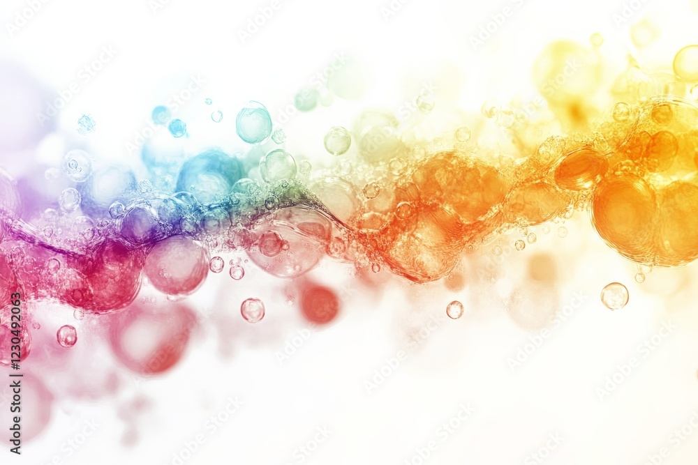 Aufkleber colorful abstract bubbles floating in a vibrant spectrum of hues against a light background