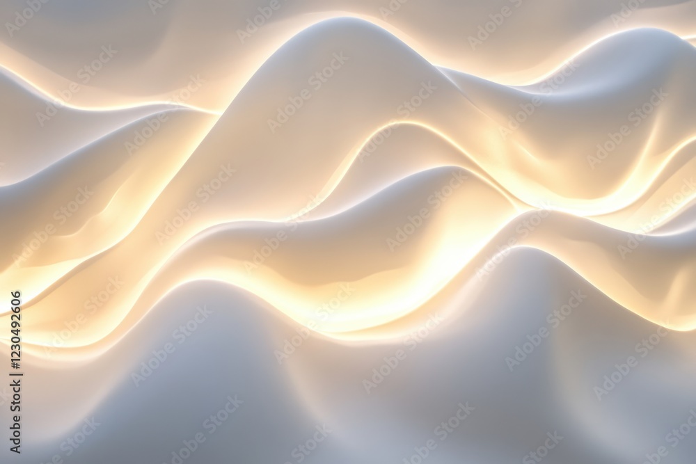 Poster soft white fabric waves illuminated by gentle light create a serene visual effect