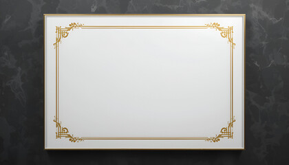 Minimalist Gold Frame with Elegant Border and Thin Golden Lines on White Background