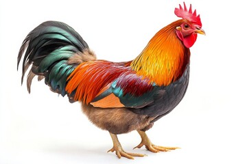 Fototapeta premium Colorful Rooster on White Background