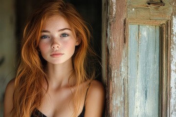 Fototapeta premium Portrait of Young Woman with Red Hair