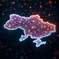 Stylized Map of Ukraine with Network Connections