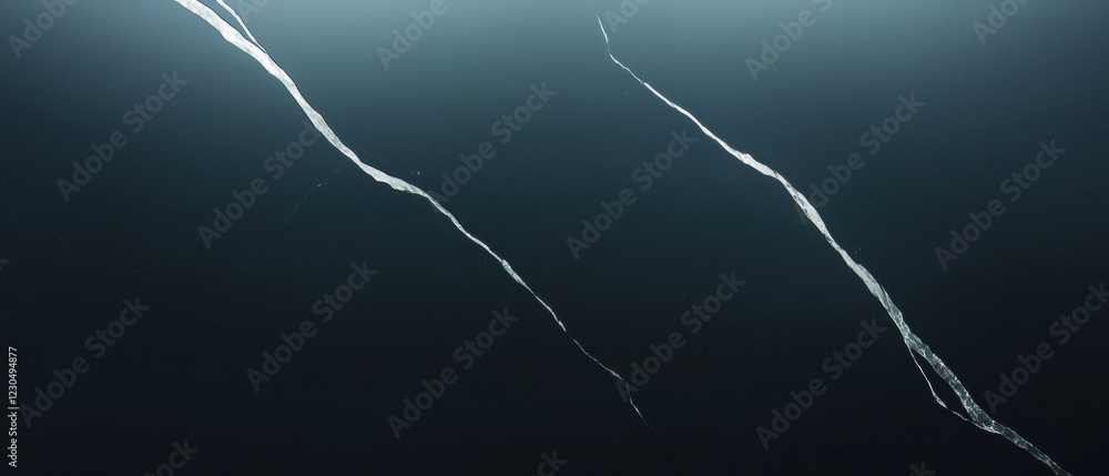 Poster close-up of a thin, white line that appears to be a crack or a crack in the water. the line is strai