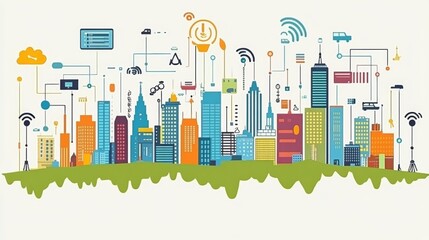 Morden city and smart transportation and intelligent communication network of things ,wireless connection technologies for business .