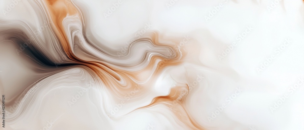 Poster abstract digital art piece with a white background. it has a smooth and fluid texture, with a combin