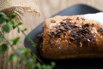 Delicious chocolate filled puff pastry