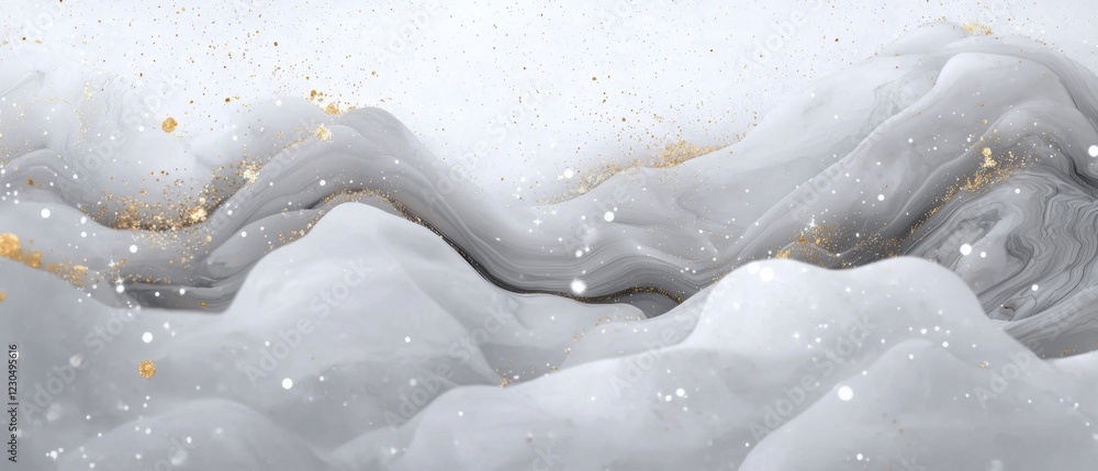 Aufkleber abstract digital art piece with a white background. it features a wave-like pattern made up of diffe
