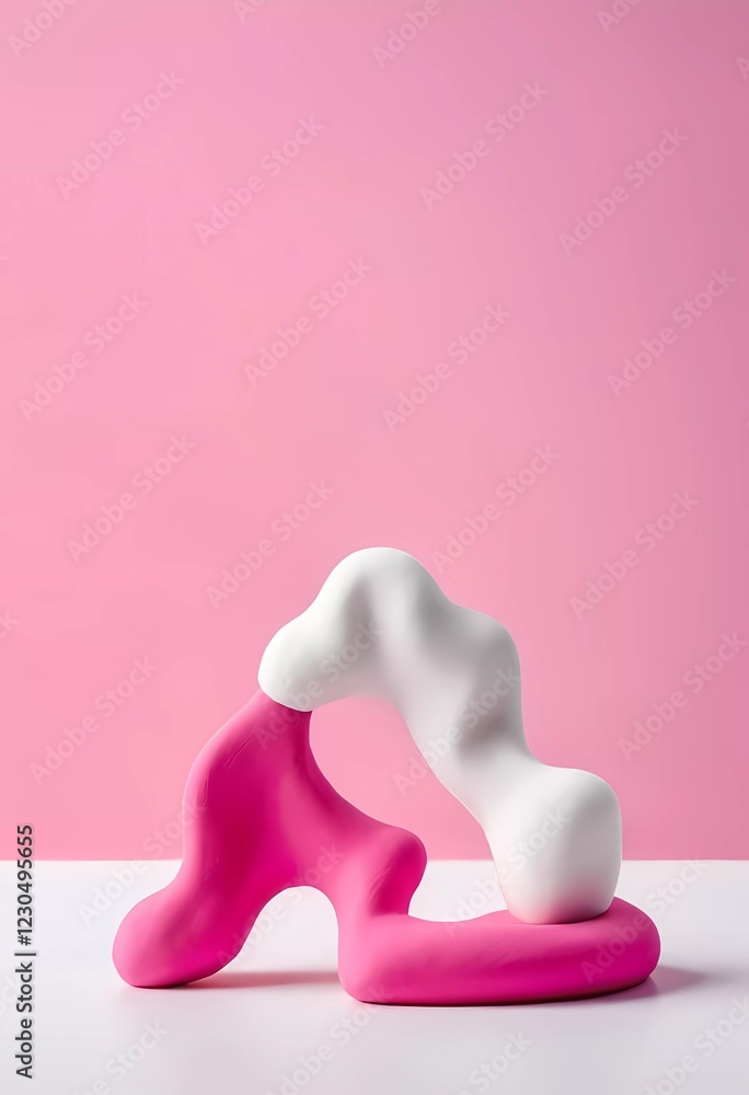 Poster colorful abstract play dough shapes create a visually appealing design on a pink backdrop, showcasin
