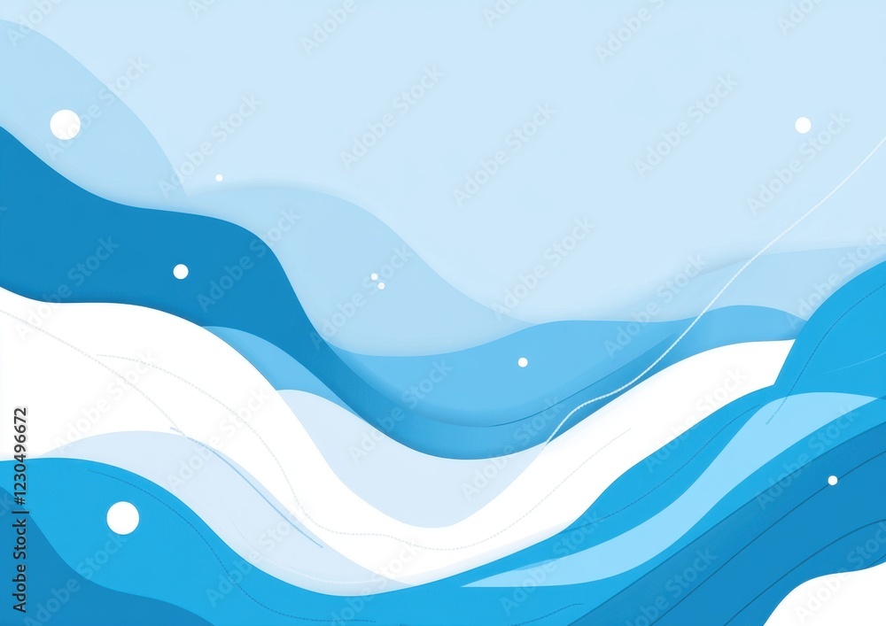 Aufkleber blue vector background with white and blue wave lines on the right side generative ai