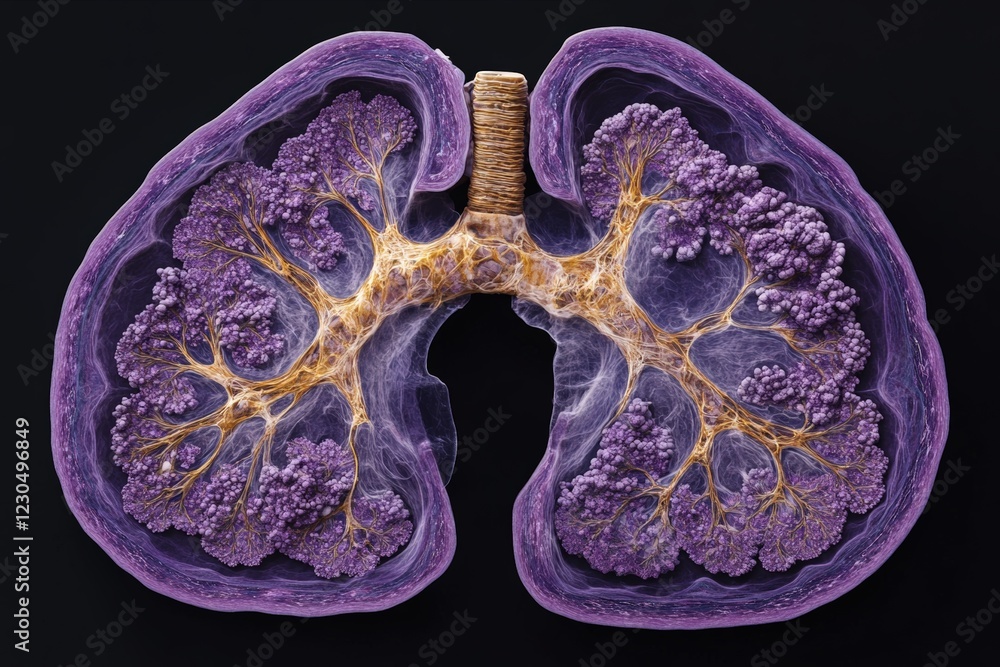 Poster detailed view of human lungs showcasing intricate structures in vibrant colors