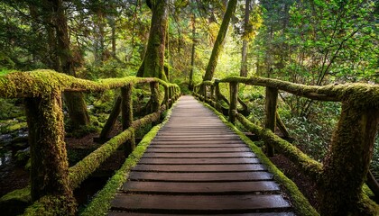 Obraz premium wooden bridge in the forest