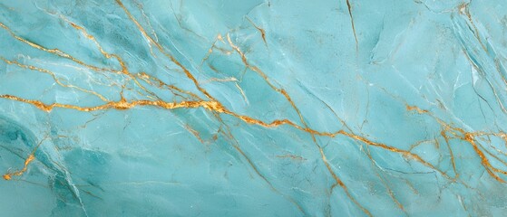 Fototapeta premium Close-up of a marble surface. the marble has a light blue color with darker blue veins running through it. the veins are a bright orange color and appear to be jagged and uneven.