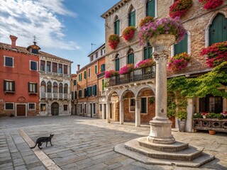 Obraz premium Vibrant Mel Piazza: Macro Photography of Venetian Town Details