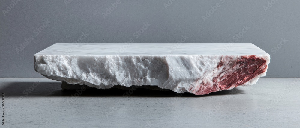Poster rectangular table with a white marble top. the table appears to be made of a smooth, glossy material