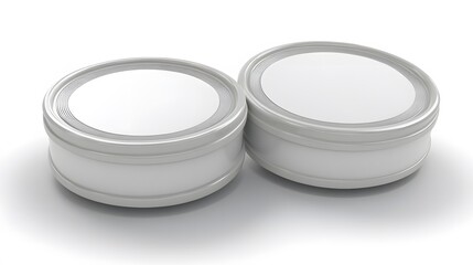 Two Blank White Round Tins Mockup Product Packaging