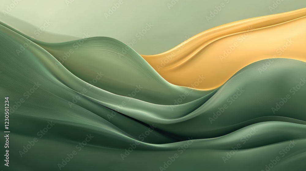 Aufkleber abstract digital art piece with a green and yellow color scheme. the background is a gradient of lig