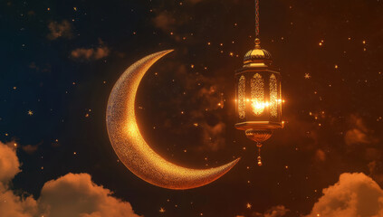 Fototapeta premium Ramadan Lantern decoration background 3d rendering . 