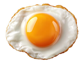 Delicious fried egg featuring a golden yolk and crispy edges, isolated on a transparent background. PNG