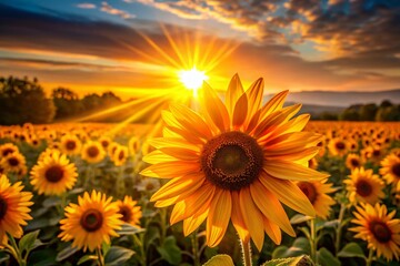 Fototapeta premium Vibrant Sunburst Background: Golden Orange Radial Gradient Nature Scene