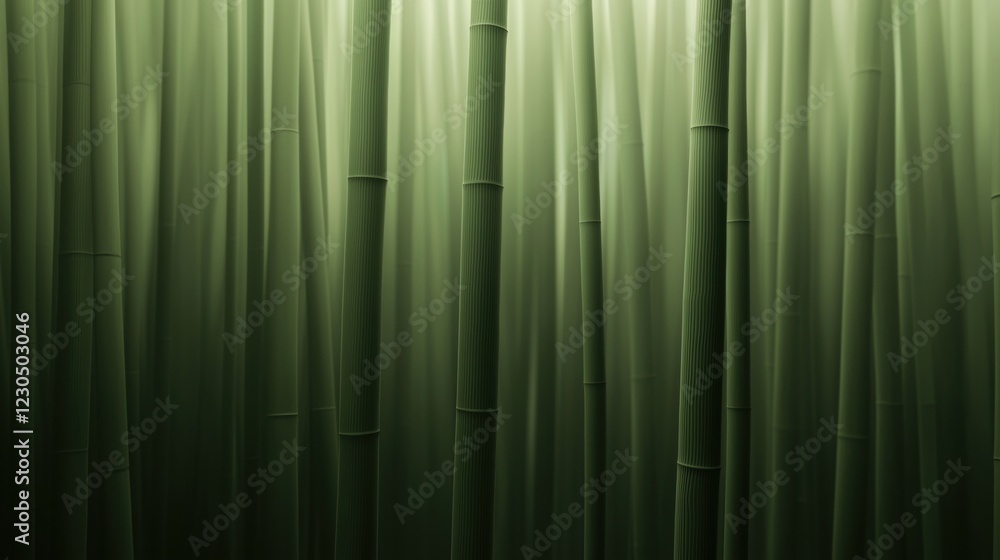 Poster close-up of a group of tall bamboo stalks. the stalks are arranged in a vertical line, creating a se