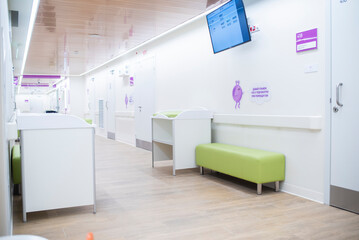 A corridor of a Moscow children's  district polyclinic, clinic.