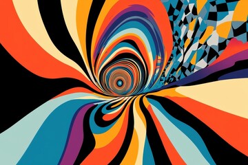 Abstract Colorful Swirling Vortex Design Art