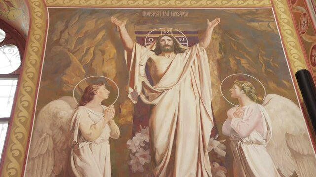 Fresco of the Icon of the Resurrection of Christ in an Orthodox Church