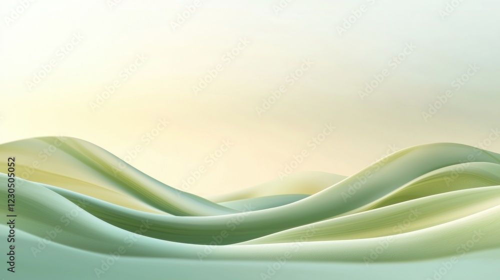 Poster abstract digital art piece with a light blue and green color scheme. the background is a gradient of