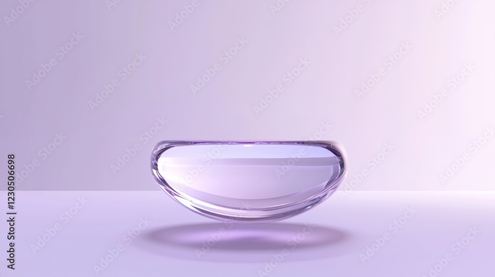 Poster 3d rendering of a glass bowl on a plain white surface. the bowl is made of transparent glass and has