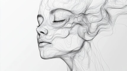Abstract white background from lines. Wavy line drawing