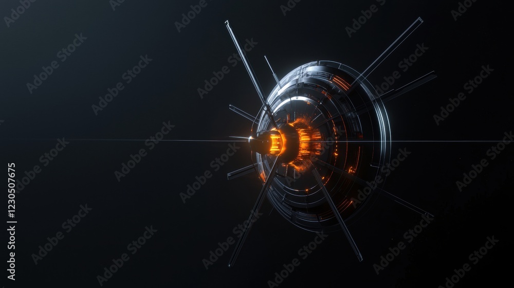 Aufkleber digital art piece that appears to be a futuristic or sci-fi design. it has a black background with a