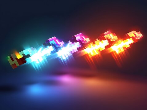 A vector design of vibrant lightning bolts with bright glowing effects and soft dynamic lighting for emphasis