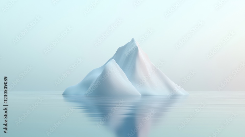 Poster 3d rendering of an iceberg floating in the ocean. the iceberg is in the center of the image, with it