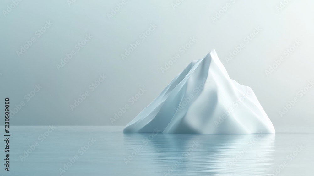 Poster 3d rendering of an iceberg floating in the ocean. the iceberg is white and appears to be made of a s