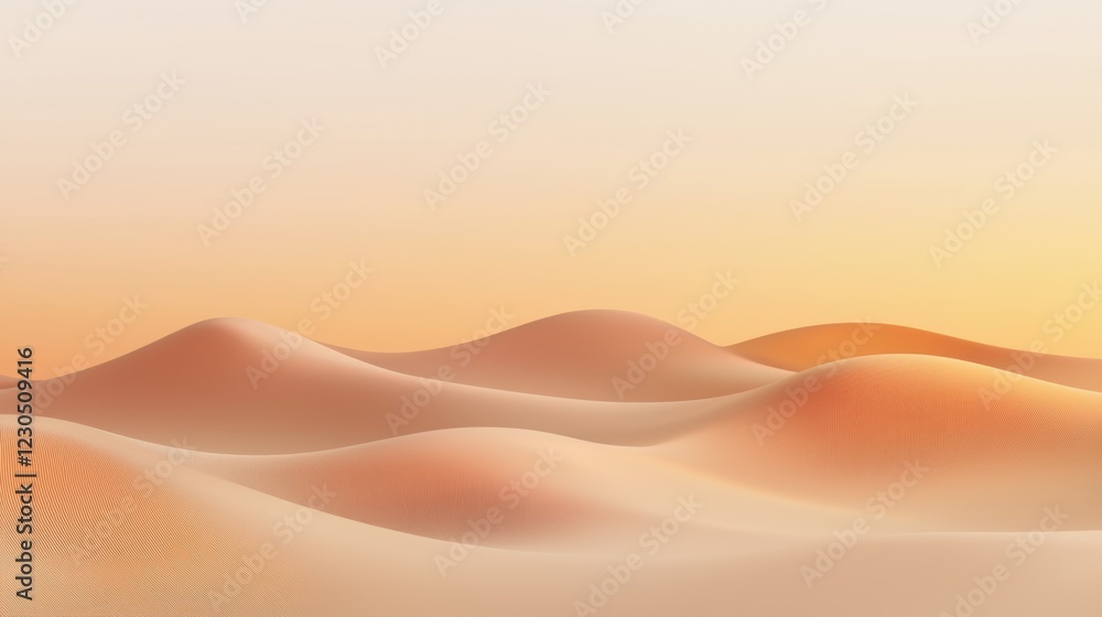 Poster abstract landscape of a desert. the background is a gradient of orange and yellow, with the top half