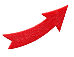 Fototapeta premium Red marker arrow isolated on white background, cut out