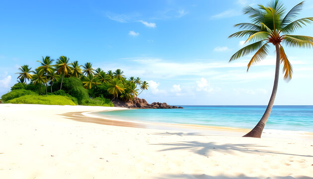 Sandy tropical beach with island on background , with white tonespng