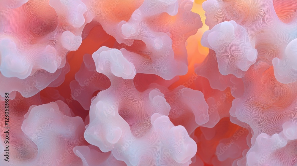Poster abstract digital art piece that appears to be made up of multiple layers of different shades of pink