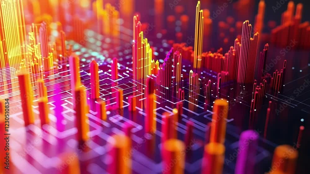 Poster a vibrant closeup of machine learning graphs with interactive elements where anomaly markers pop out