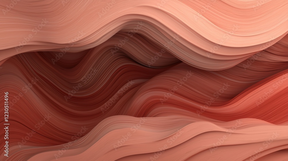 Poster abstract digital art piece that appears to be made up of wavy lines in a gradient of orange and red 